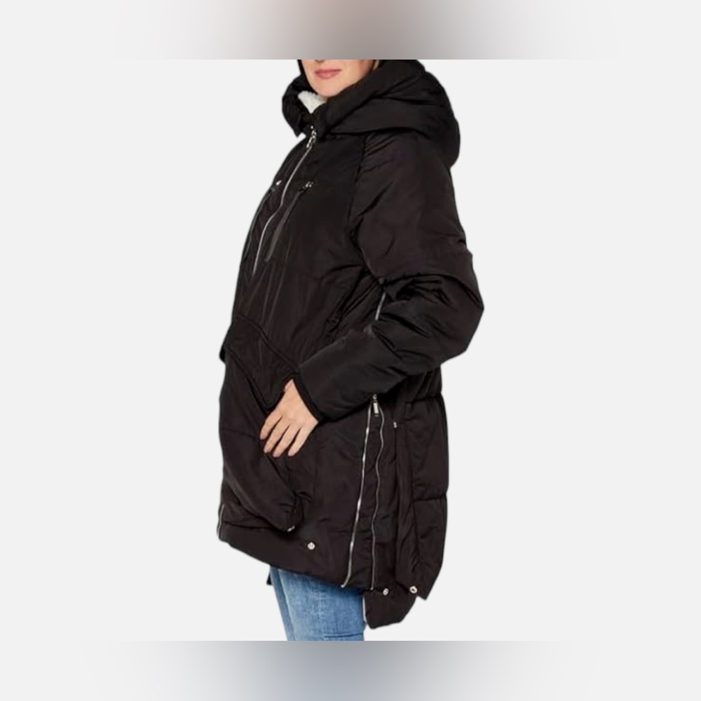 Macy’s Black Tape Black Plus Size Fur Hooded Parka Jacket Coat